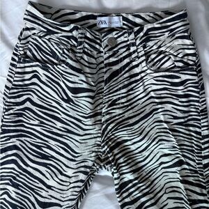 Zara Black and White Zebra Print Jeans